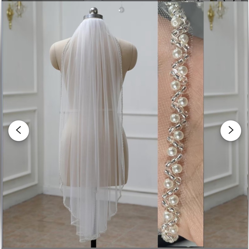 white beaded edge veil